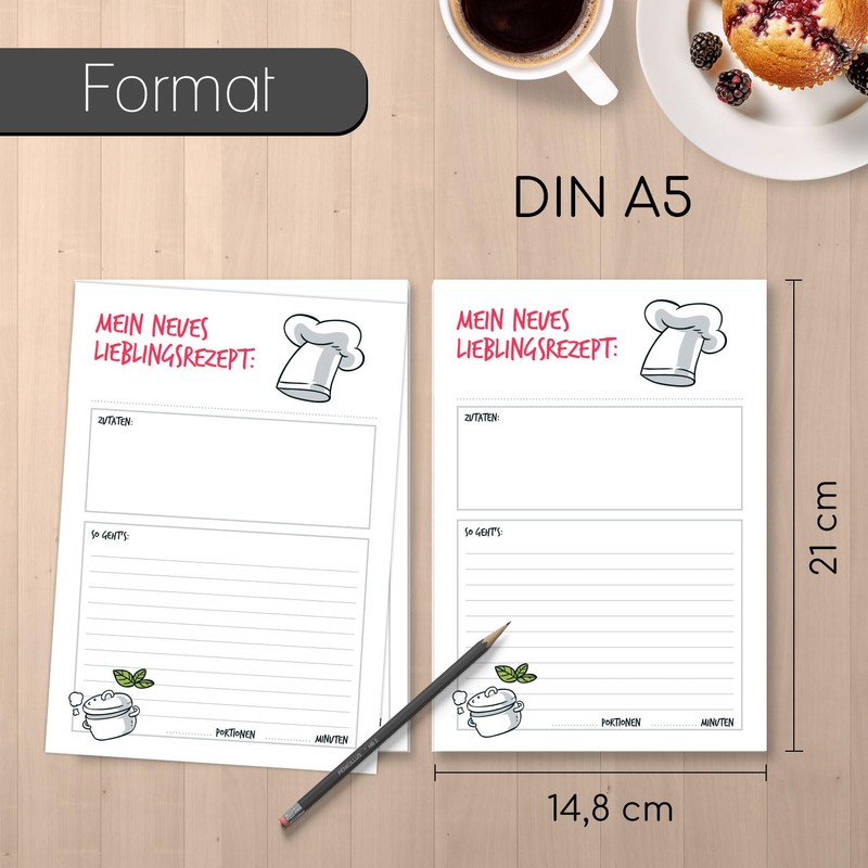 younikat Two Recipe Pads, 50 DIN A5 Recipe Sheets, My