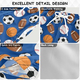 innewgogo Sports Football Baseball Boys Swim Trunks with Mesh Lining Toddler Beach Shorts Quick Dry for Kids Drawstring 2T-16