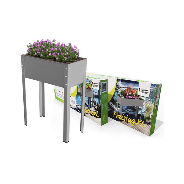 Bio Green MHF Galavized & powdercoated Metal Elevated Planter Freising-L,24x12x31.5, Small, Antracite