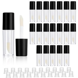 20 Pcs Empty Lip Gloss Tubes 1.2ml Clear Mini Refillable Lip Balm Bottles Lip Gloss Containers with Wand Makeup Containers Bottles for Lipstick Samples Lip Balms Lip Gloss Making Travel Split Charging