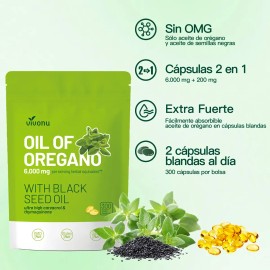 Vvivonu Aceite Orégano 6000mg 300 Cápsulas
