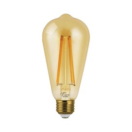 Euri Lighting VST19-3020ea, Dimmable LED ST19 Filament, 5.5W (60W Equal) 500lm, 80CRI, Warm White (2200K), Amber Tint, E26, 120V, Wet Rated, UL Energy Star, 3YR, 15K HR WTY, One Count