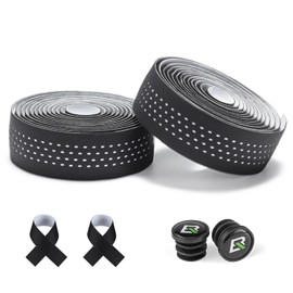 ROCKBROS Bar Tape, Road Bike, EVA+PU, Bar Tape, Bicycle Grip, Shock Absorption, Cushion, Handle Tape, Anti-Slip, Set of 2, Breathable, Includes End Cap, Black, Red, White, Blue