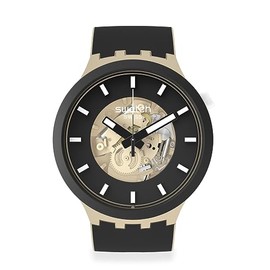 Swatch Time for Taupe Quartz Casual Black Watch