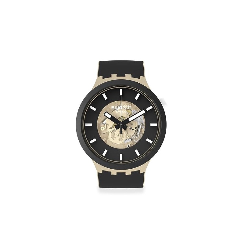 Swatch Time for Taupe Quartz Casual Black Watch