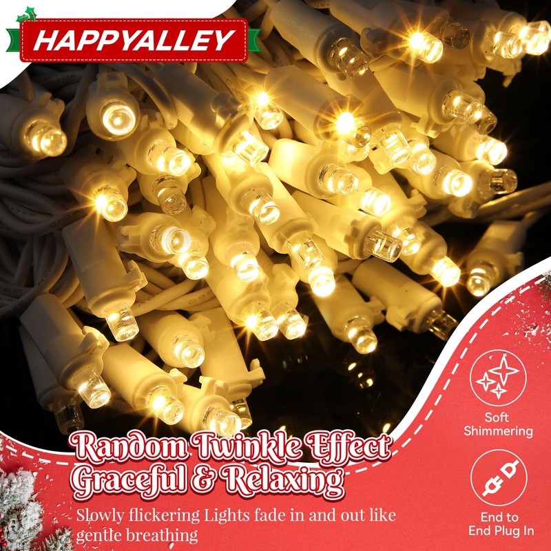 HappyAlley Slow Twinkle Christmas Light, 100 LED 35Ft Twinkle String
