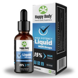 HAPPY BODY Liquid MSM Drops The Highest MSM Content in a Liquid MSM Supplement. Ideal for Both Oral & Topical Applications - 1 x 4 fl. oz Bottle (2 Pack)