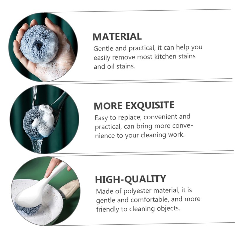 OATIPHO Mild Polyester Kitchen Brush Head Dish Bowl Cleaning Brush