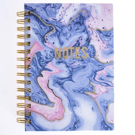 Graphique Blush & Blue Marble Hard Bound Journal, 160 Ruled Pages, Colorful Marble"Notes" Message Cover Embellished w/Gold Foil, 6.25" x 8.25" x 1"