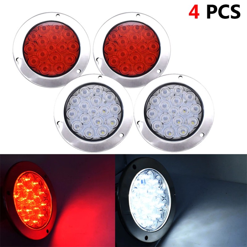 4x 4-inch 16LED Round Truck Tail Stop Turn Brake Lights