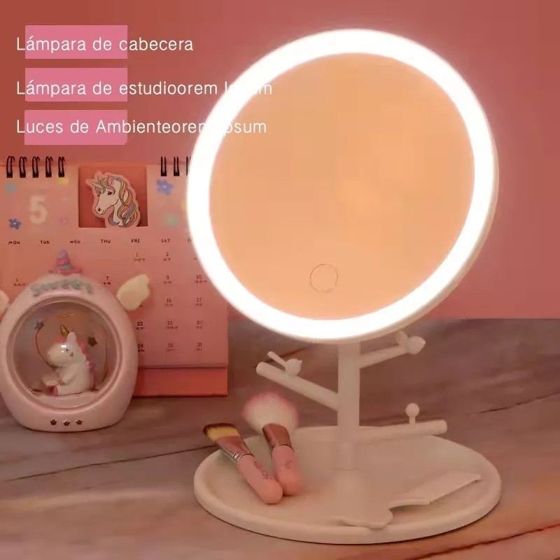Tahua Espejo De Maquillaje Luz Led Touch Forma De Arbol