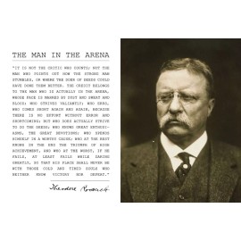 Theodore Teddy Roosevelt the Man in the Arena Quote 13x19 Poster Sepia Style