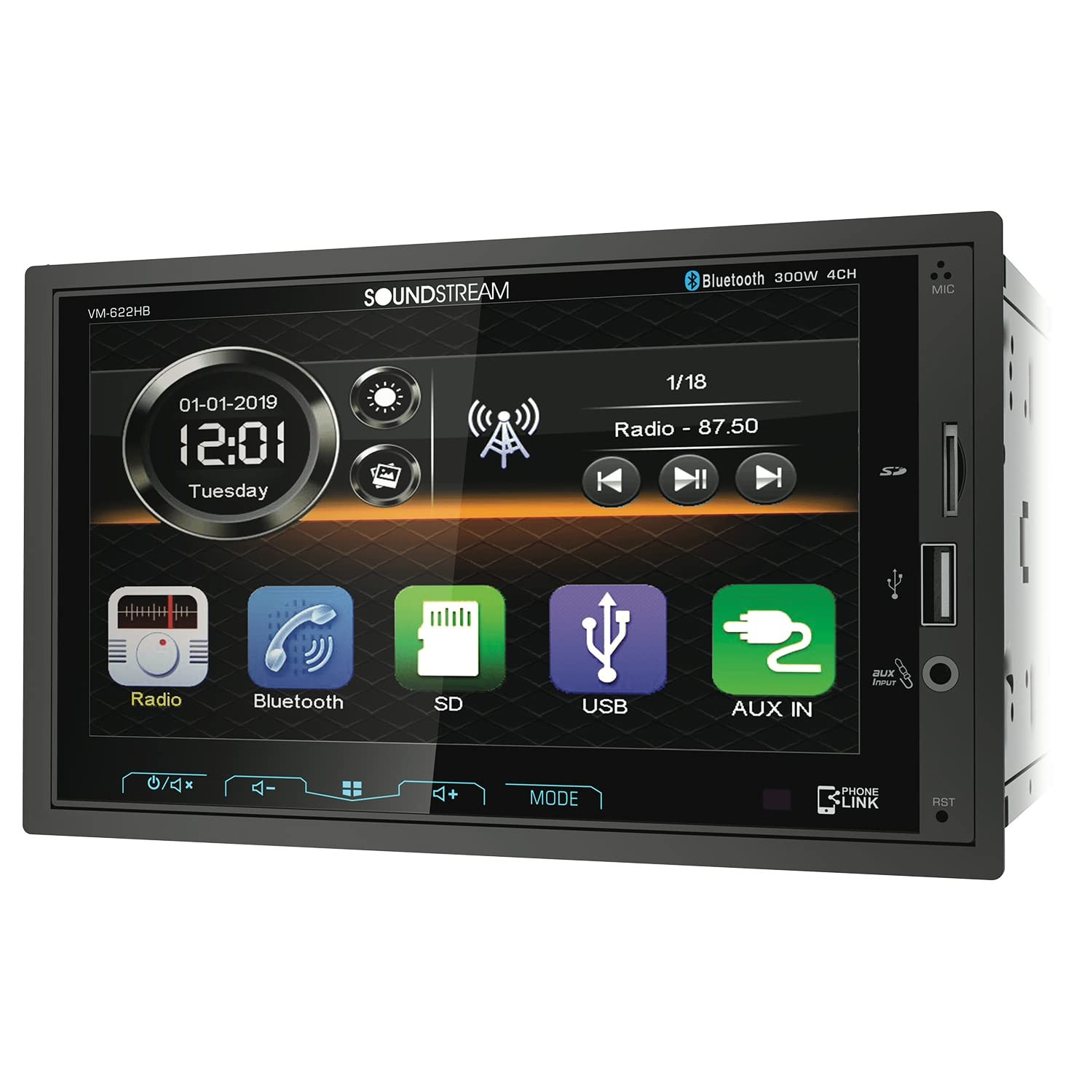Soundstream VM-622HB VM-622HB 6.2-Inch Double-DIN Mechless Head Unit ...