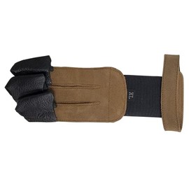 SAS Leather Traditional 3 Finger Archery Shooting Gloves for Recurve or Compound Bow - Hunting Target Protective Finger Tab Three Finger Guard for Adults, Men Women and Youth (Brown, Medium)