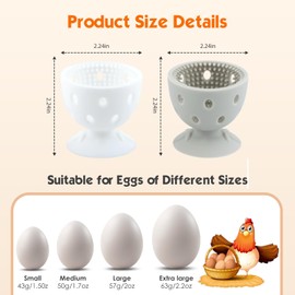2 PCS Egg Washer for Fresh Eggs, Silicone Egg Brush Cleaner, Egg Cleaner Scrubber for Fresh Eggs, Reusable Multipurpose Washing Egg Tool for Fruits and Vegetables (Grey/White)