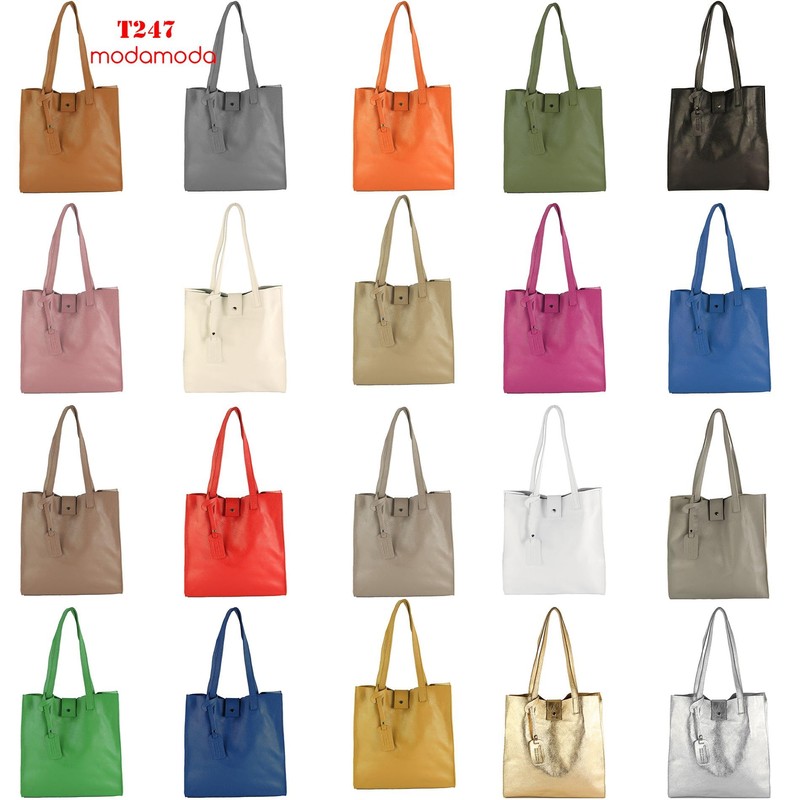 modamoda de - T247 Italian Leather Shopper with Removable Inner