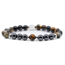 Jexiva Hematite Unique Unisex Bracelets - Dream Tiger Eye - Help Health Support - Meditation Yoga - 8mm Beads Stretch Bracelet for Men, Women, Her & Him With Luxury Gift Box (Cats Eye)