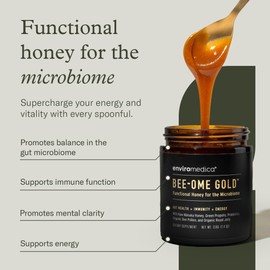 Bee-Ome Gold by Enviromedica - Unpasteurized Raw Manuka Honey with Probiotics, Royal Jelly, Bee Pollen & Propolis, Functional Superfood Honey, 7.4oz