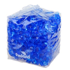 PMLAND Clear Fake Ice Rocks – 550 Pcs Large Royal Blue Acrylic Gems Crushed Plastic Diamonds, 3 Lbs / 2.25 Quarts Bulk Vase Filler for Centerpieces Wedding Theme Décor Aquarium Table Scatter