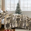 Christmas Patchwork Quilt Set King Size 3 Pieces,Brown Christmas Tree