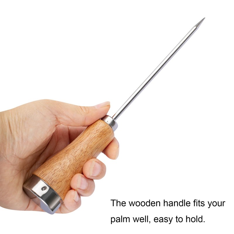 ZLKSKER Wooden Handle Ice Pick, Stainless Steel Blade for Bartenders