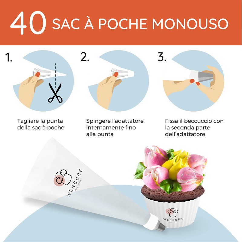 Wenburg Sac à poche con beccucci – 100 pezzi –