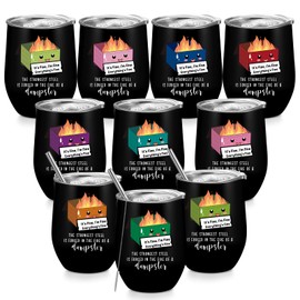 Skylety 10 Pcs Dumpster Fire Sign Tumbler 12oz Employee Appreciation Insulated Steel Mug Coworker Thank You Funny Staff Emotional Support Motivational Office Team Nurse Inspirational Gift (10 Color)