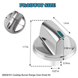 AIIE-EIIA 5 Pcs 00658161 Gas Cooktop Burner Stove Knobs Replaces 00653119, PS8731764,2304716, PS3652058Compatible with NGM8654UC/03，NGM8654UC/04，NGM8054UC/03 Models