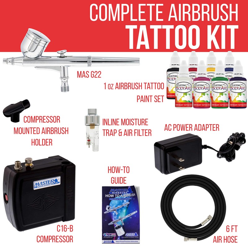Master Airbrush Multi-purpose Airbrush Kit with Mini Compressor, Dual-action Gravity