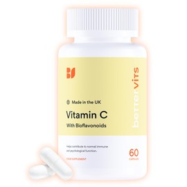 Bettervits Bettervits Vitamin C Tablets 500mg with Bioflavonoids from Rosehip | Immune Support High Strength Vitamin C Supplements | Daily Wellness and Energy - 60 Capsules