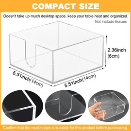 Acrylic Cocktail Napkin Holder for Table Clear Guest Towel Holder Beverage Buffet Paper Napkin Caddy for Bar, Party, Dinner(SIZE:5.5x5.5inch)