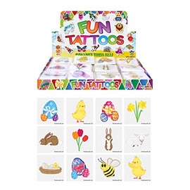 Henbrandt 72x Mini Easter Temporary Tattoos for Children 12pc Packs Kids Bunny Chick Lamb Easter Egg Hunt Spring Party Bag Favours Loot Bag Fillers Lucky Dip Favours for Girls and Boys
