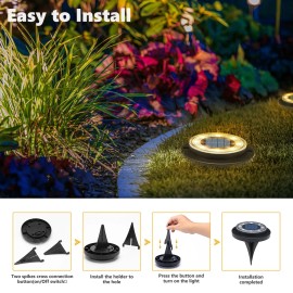 Flacchi Solar Disk Lights - 8 Pack Waterproof Landscape Lights for Patio Walkway