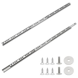 Mormchlots 2Pcs 406mm/16 Silver Stainless Steel Drawer Slides, Small Drawer Rails, Ball Bearing Two Way Slide Track Rail, with Mounting Screws(1 Pair)