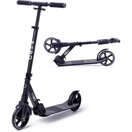 Aero big wheel scooters for kids ages 812 teens and adults manual kick scooter for boys and girls with hand brake rubber mat shock absorption foldable and height adjustable - Color: A180black, Size: Default