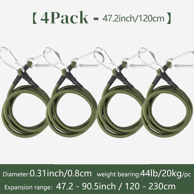 Elastic Bungee Cords, 4 Pcs Bungee Cords with Hooks,Heavy Duty
