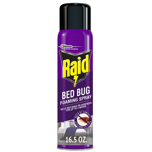 Raid Bed Bug Foaming Spray, Kills Bed Bugs and Their Eggs, For Indoor Use, Non-Staining, Keeps Killing for Weeks, 16.5 oz
