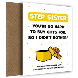 Happy Birthday Step Sister Card for Women - Step Sister You're Hard to Buy For! Cute, Humorous Keepsake that is Step Sister Birthday Cards for Women