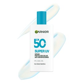 Garnier Super UV Protector Solar Facial Anti-Imperfecciones FPS 50, con Ácido Salicílico, Amplia Protección Contra Rayos UVA y UVB, Textura Invisible 