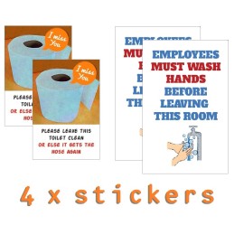 WDC Employees must wash hands sticker toilet sticker ,Please leave this toilet clean
