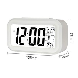 TXY LED Digital Alarm Clock Backlight Snooze Mute Calendar Desktop Electronic Bcaklight Table Clocks Desktop Clock (White)