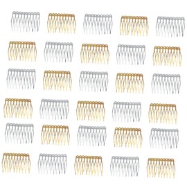 TOVINANNA 30pcs Alloy Hair Combs Teeth Gold White Hair Accessories for Women Lightweight Elegant Design for Styling and Decoration for Weddings and Everyday Use