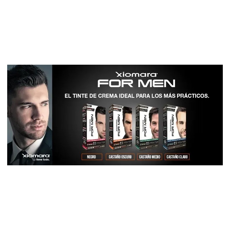 Tinte Shampoo Negro Xiomara For Men Sin Amoníaco Cobertura Canas