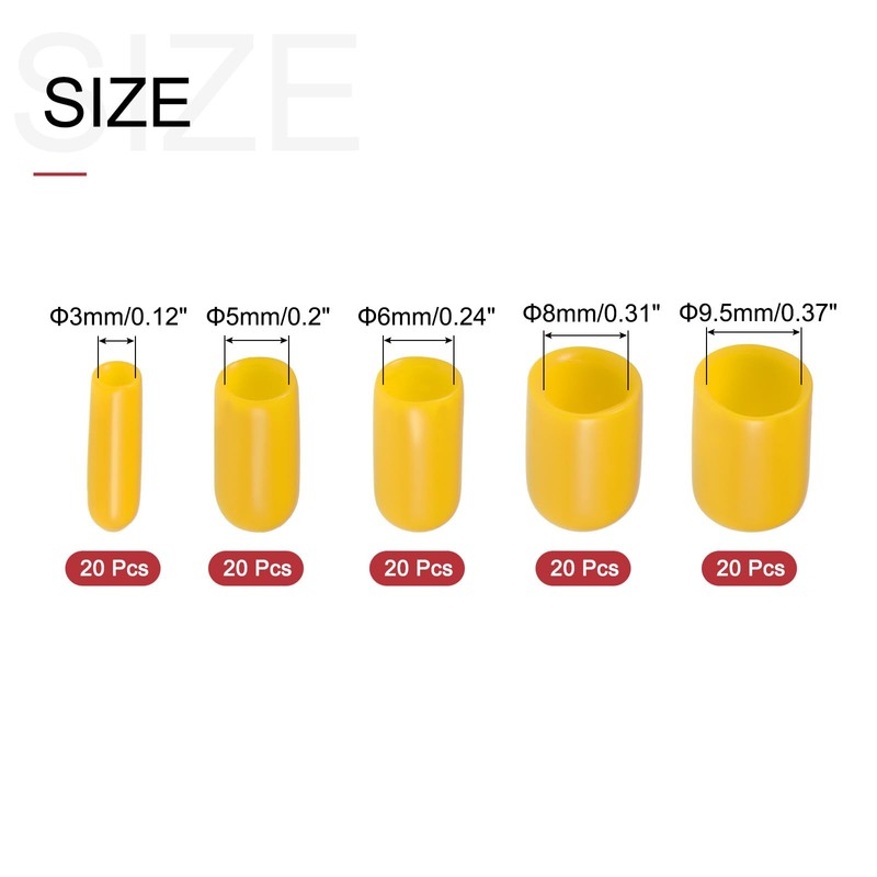 sourcing map 100pcs Round Rubber End Caps Protective Caps 1/8"