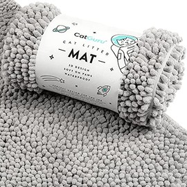 CatGuru Cat Litter Mat, Medium, Extra Large, XXL, Waterproof Litter Box Mat, Non Slip Kitty Litter Mat, Machine Washable Litter Trapping Mat, Soft Litter Tray, Cat Stuff (Medium, Grey/ Standard)