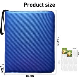 Card Binder with Sleeves, 9 Pockets Up to 900 Cards Binder Compatible with TCG Trading Cards, MTG Cards, Portable Waterproof Card Storage Bag with Sleeves for Game Cards Collection (Blue)