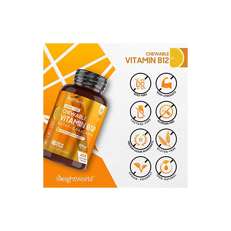 Vitamin B12 Tablets High Strength 1000mcg - 400 Chewable B12