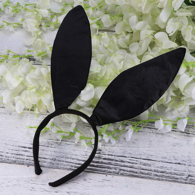 FRCOLOR Bunny Ears Headband Black Rabbit Ear Hair Hoop Bunny