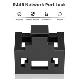NataLink 12 Pcs RJ45 Port Lock with 1 Key, Locking RJ45 Port/Dust Blocker, RJ45 Dust Cover Cap Female Port Plugs Protector, Compatible RJ45 Port Devices, Black
