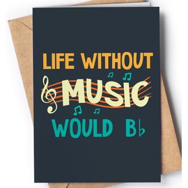Music Birthday Card for Women, Men - Music Note Themed Pun Thank You Cards for Teacher, Valentine's Day or Christmas for her, him - Musician, Guitarist, Pianist Lover Appreciation, Retirement - NUM 23